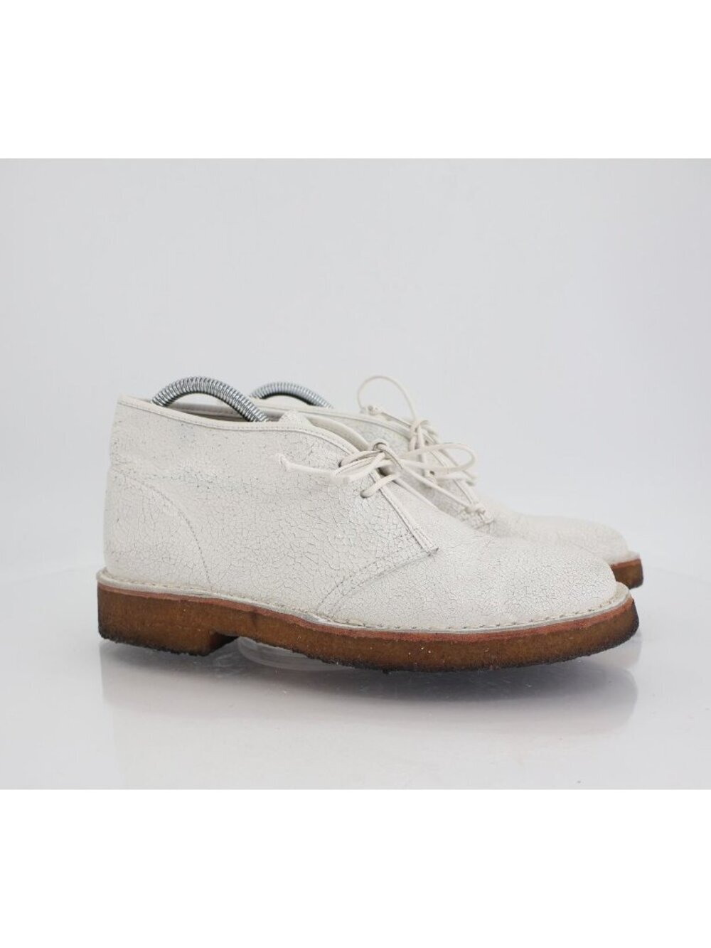 Tory Burch Women's Bergen Size 8 White Cracked Leather Chukka Desert Boots Shoes